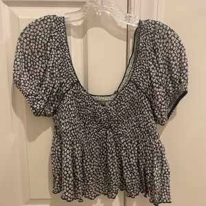 Urban Outfitters Black and White Floral Blouse